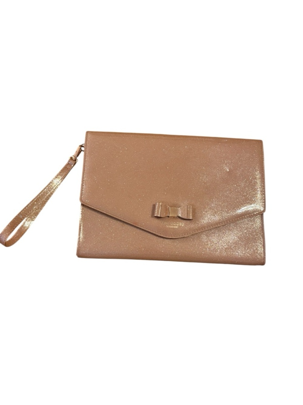 Ted baker  Metallic Nude Pink Envelope Wristlet Clutch with Bow